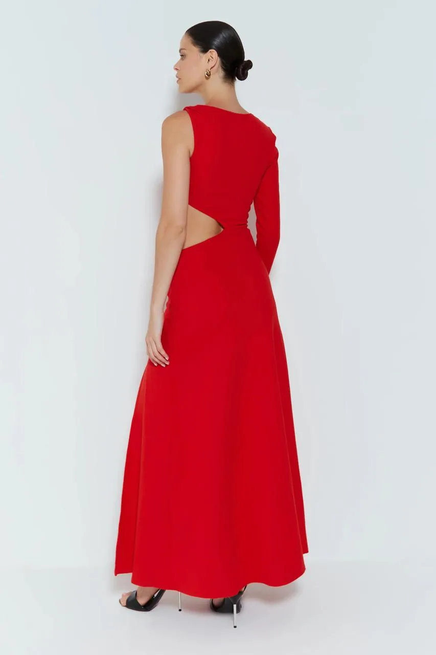 Vestido Longo Com Abertura Lateral e Detalhe - Imagem 2