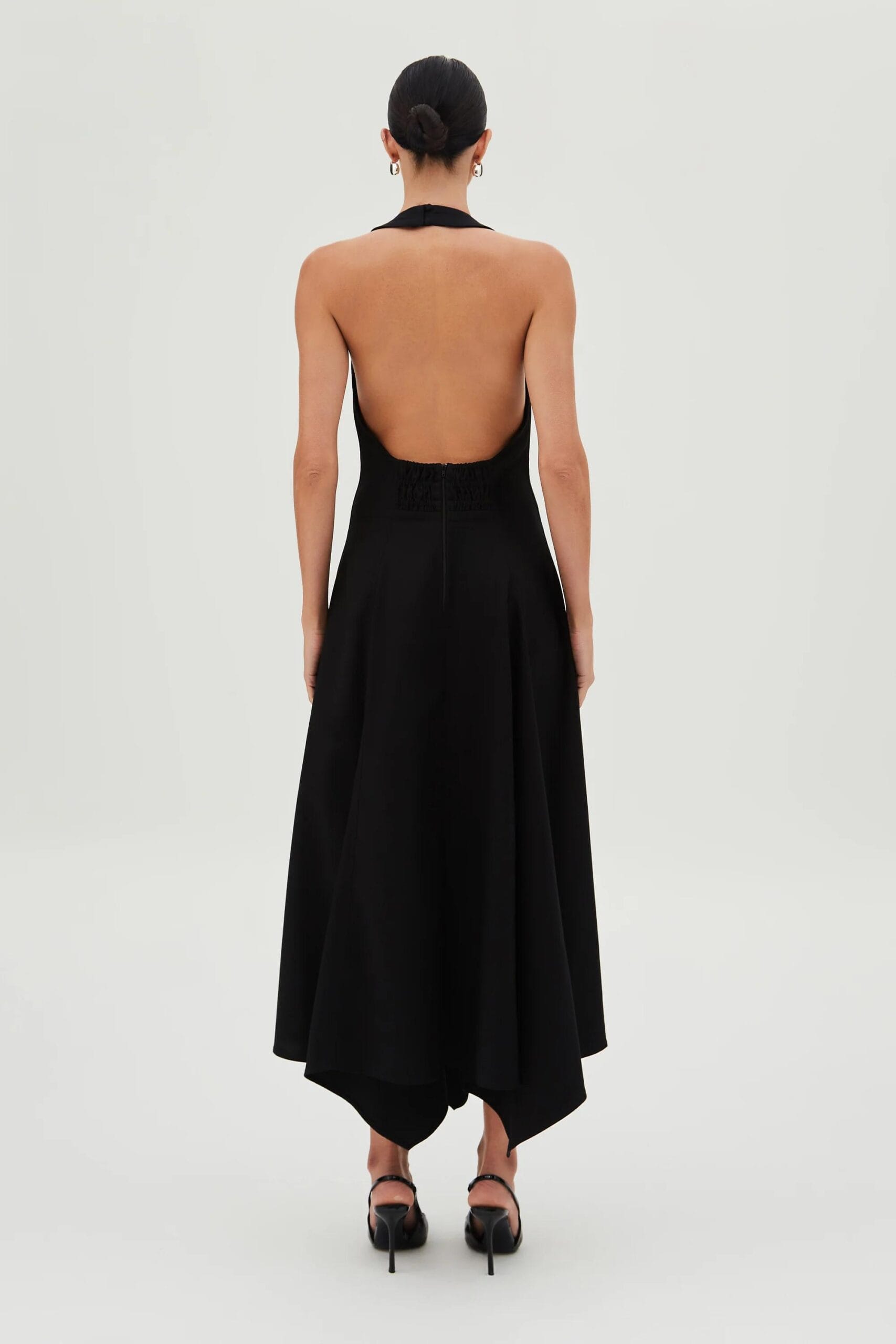 Vestido Midi Fechamento de Botão Pescoço Frente Unica - Imagem 2