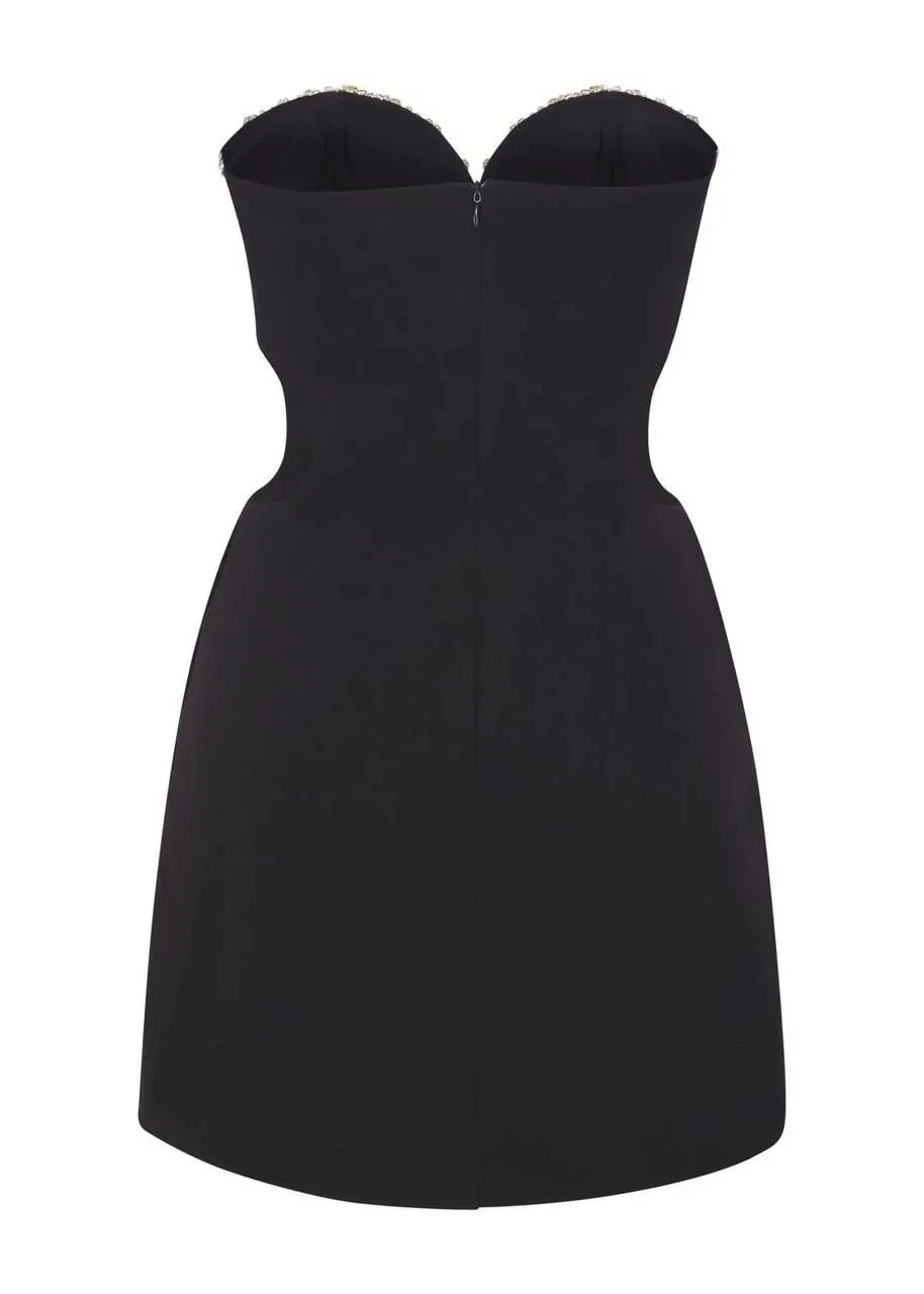 Vestido Curto Bordado Decote Alfaiataria Dense - Imagem 4