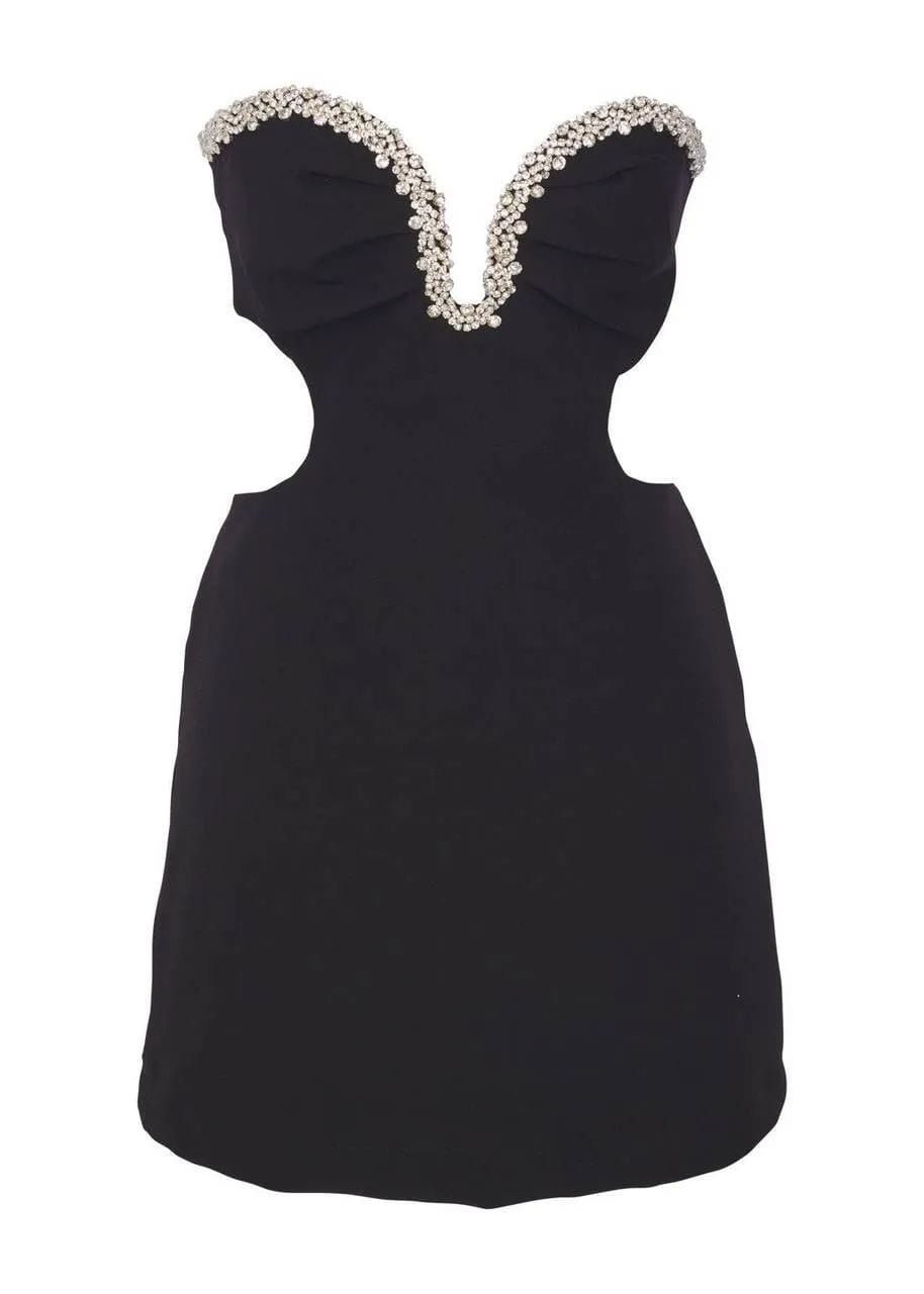 Vestido Curto Bordado Decote Alfaiataria Dense - Imagem 3