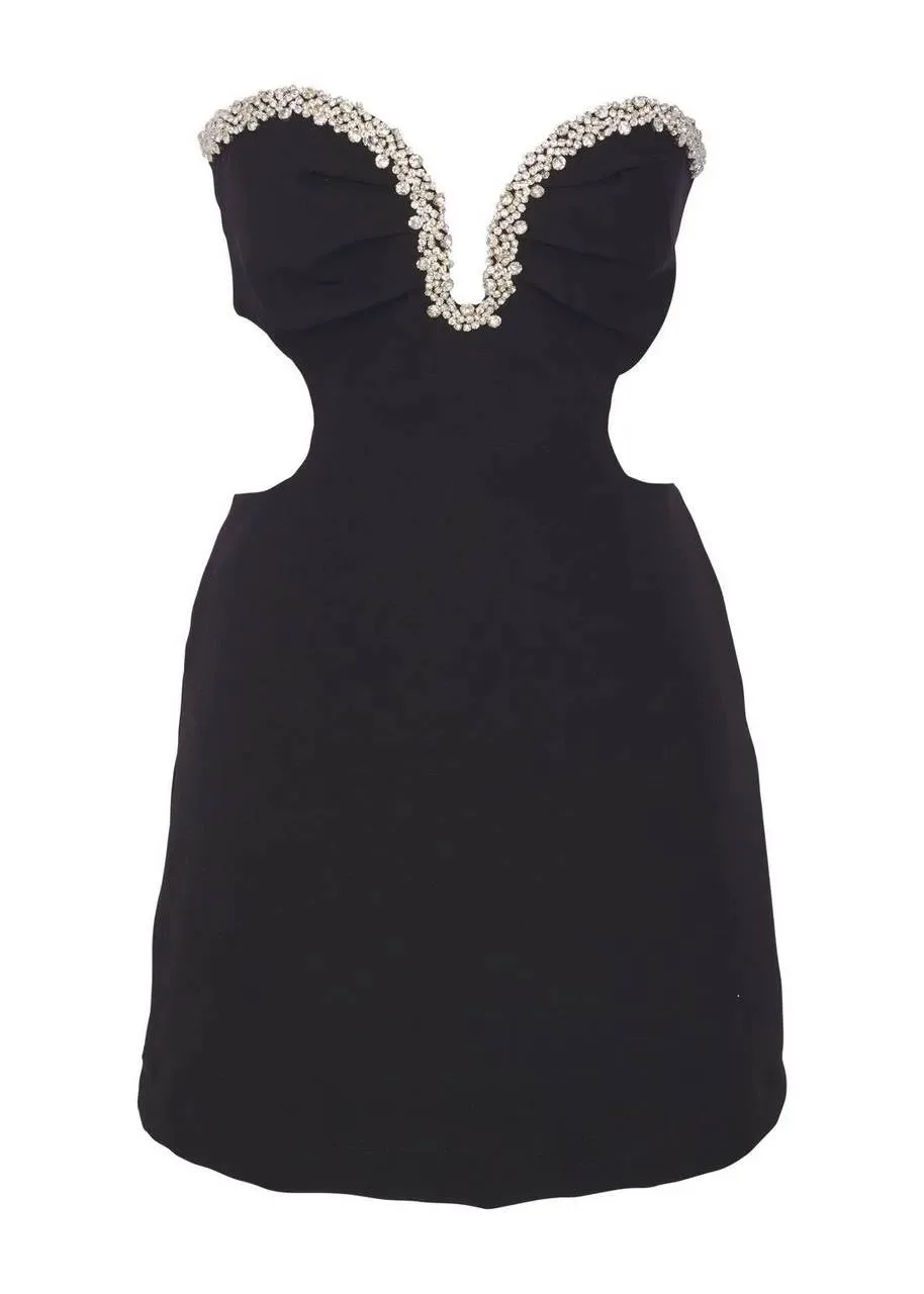 Vestido Curto Bordado Decote Alfaiataria Dense - Imagem 3