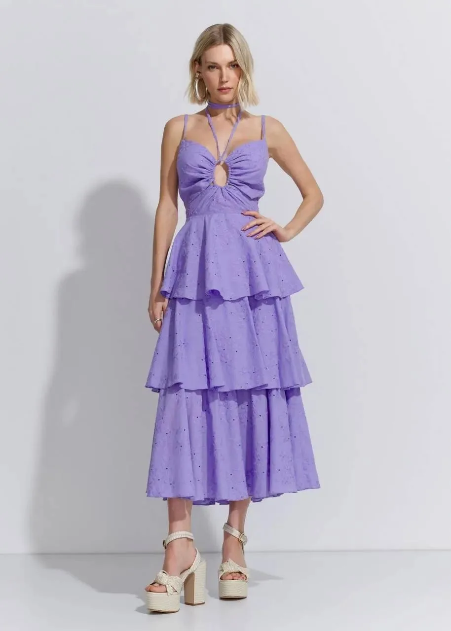 Vestido Maxi Midi Camadas Bordado Garden - Imagem 2