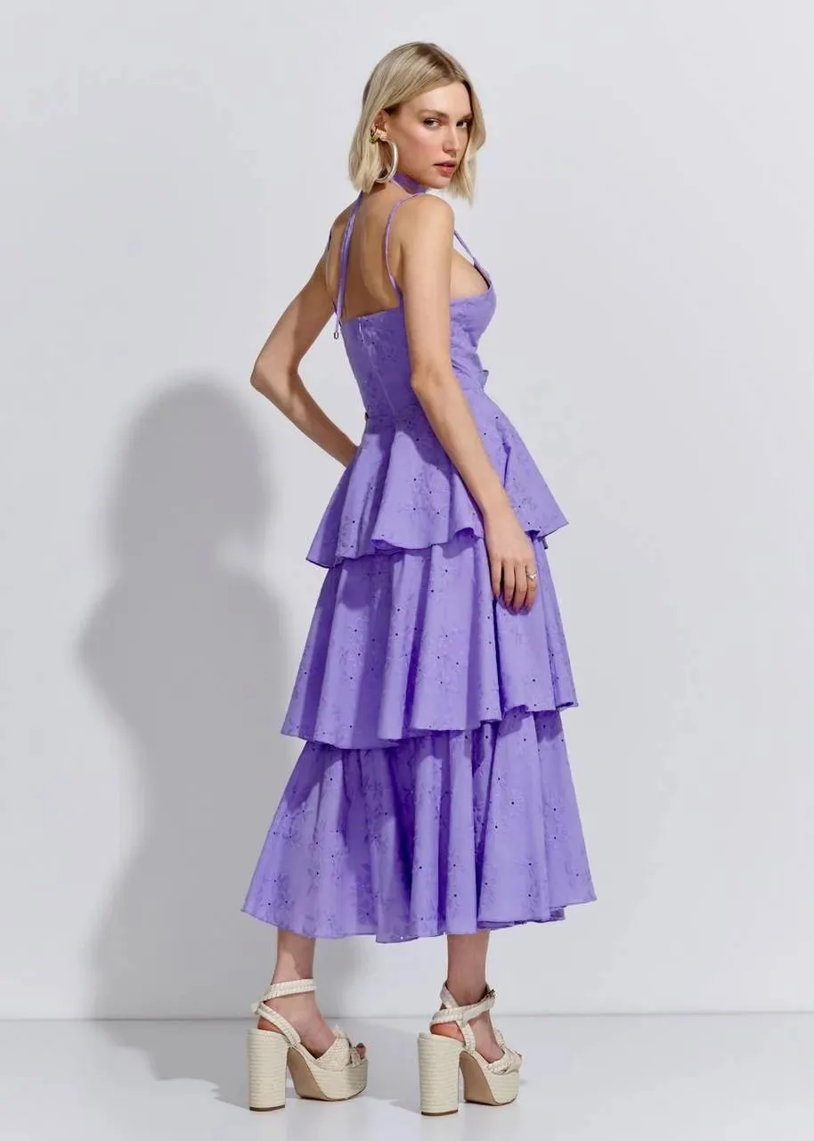 Vestido Maxi Midi Camadas Bordado Garden - Imagem 3