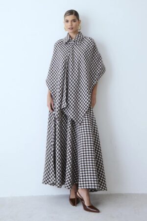 Saia Midi Ampla Xadrez