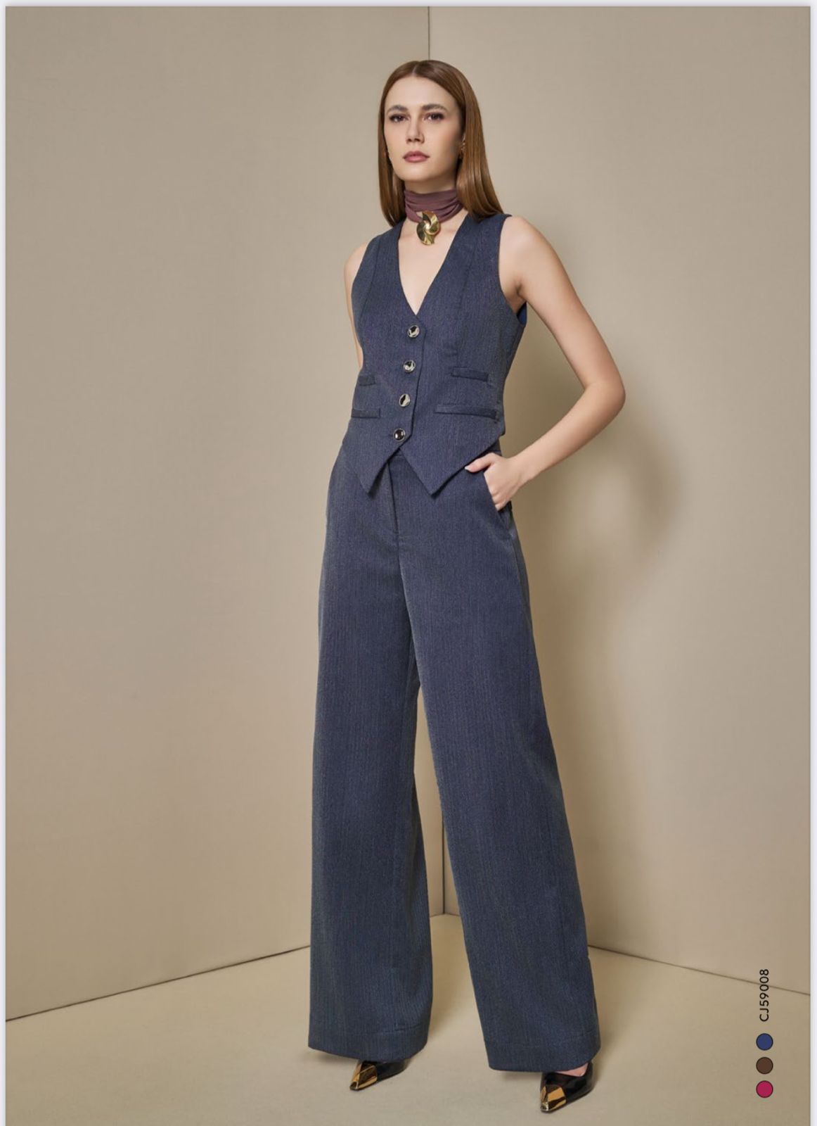 Conjunto Colete Calça Wide Double Risk