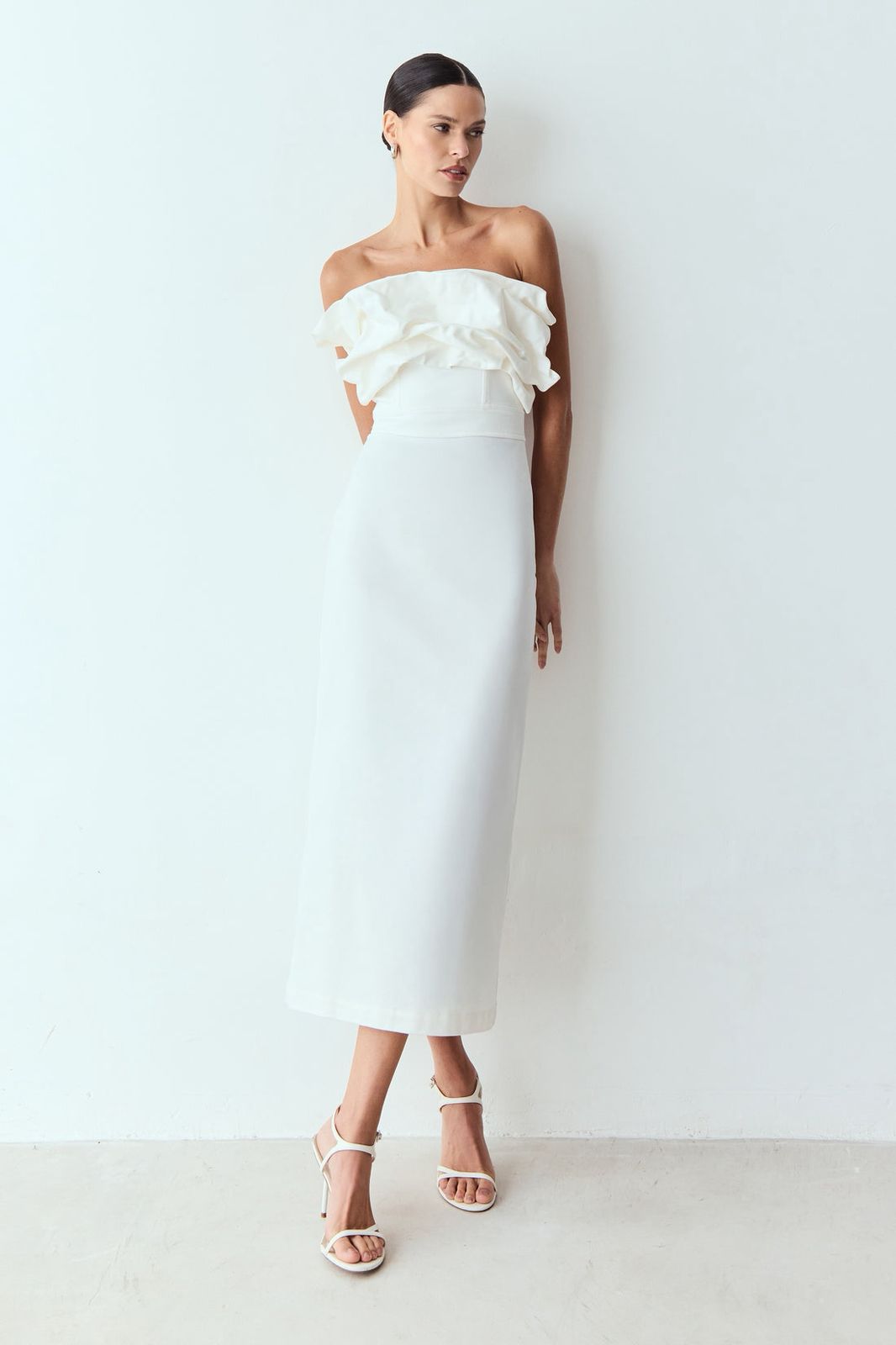 VESTIDO MIDI SOBREPOSICAO DRAPEADA DECOTE - Imagem 2