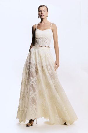 CONJUNTO SAIA   BORDADA CREME