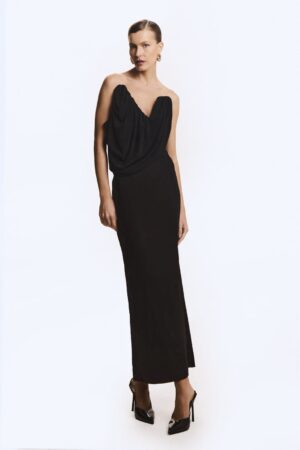 VESTIDO MIDI TOMARA QUE CAIA SOBREPOSICAO FLUIDA