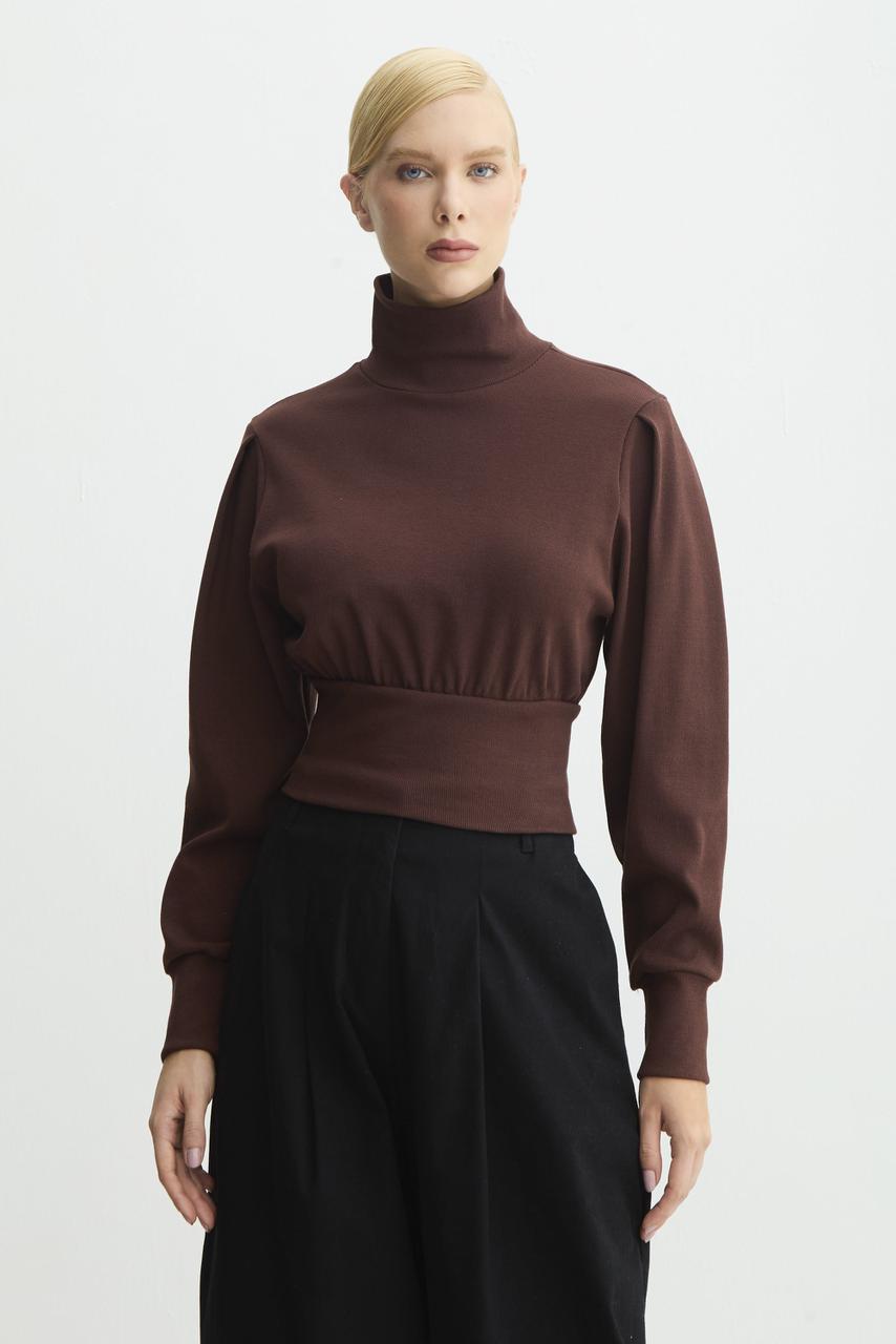 BLUSA MANGA LONGA GOLA ALTA AJUSTADA NA CINTURA - Imagem 6