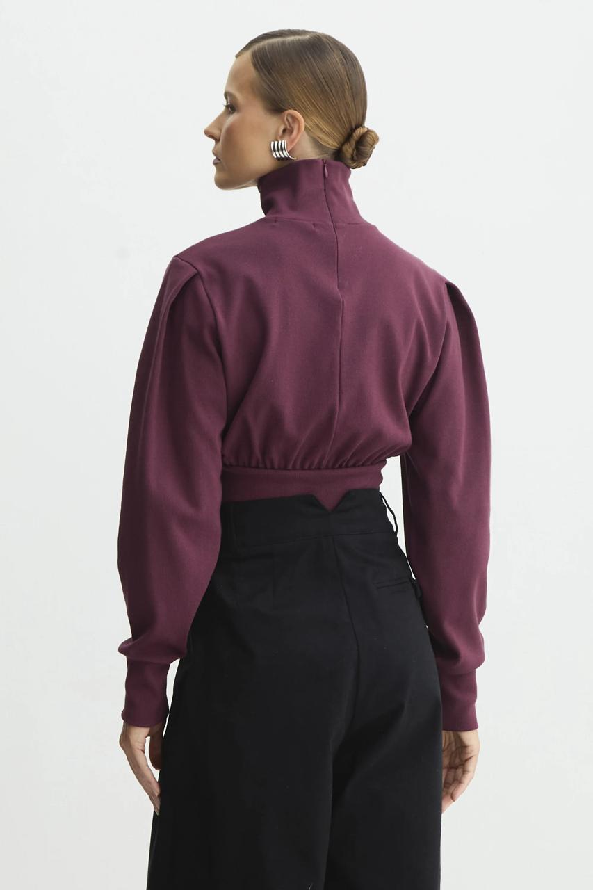 BLUSA MANGA LONGA GOLA ALTA AJUSTADA NA CINTURA - Imagem 5