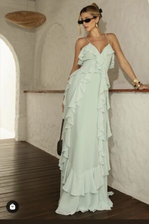 Vestido Longo Babados Air Silk