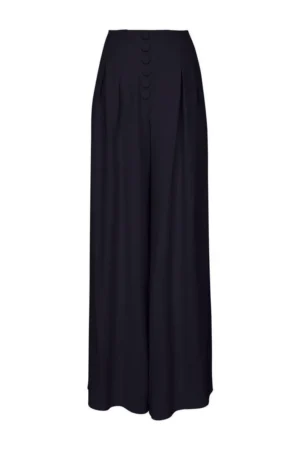 Calça Feminina Pantalona Pregas Crepe Moviment - Preto