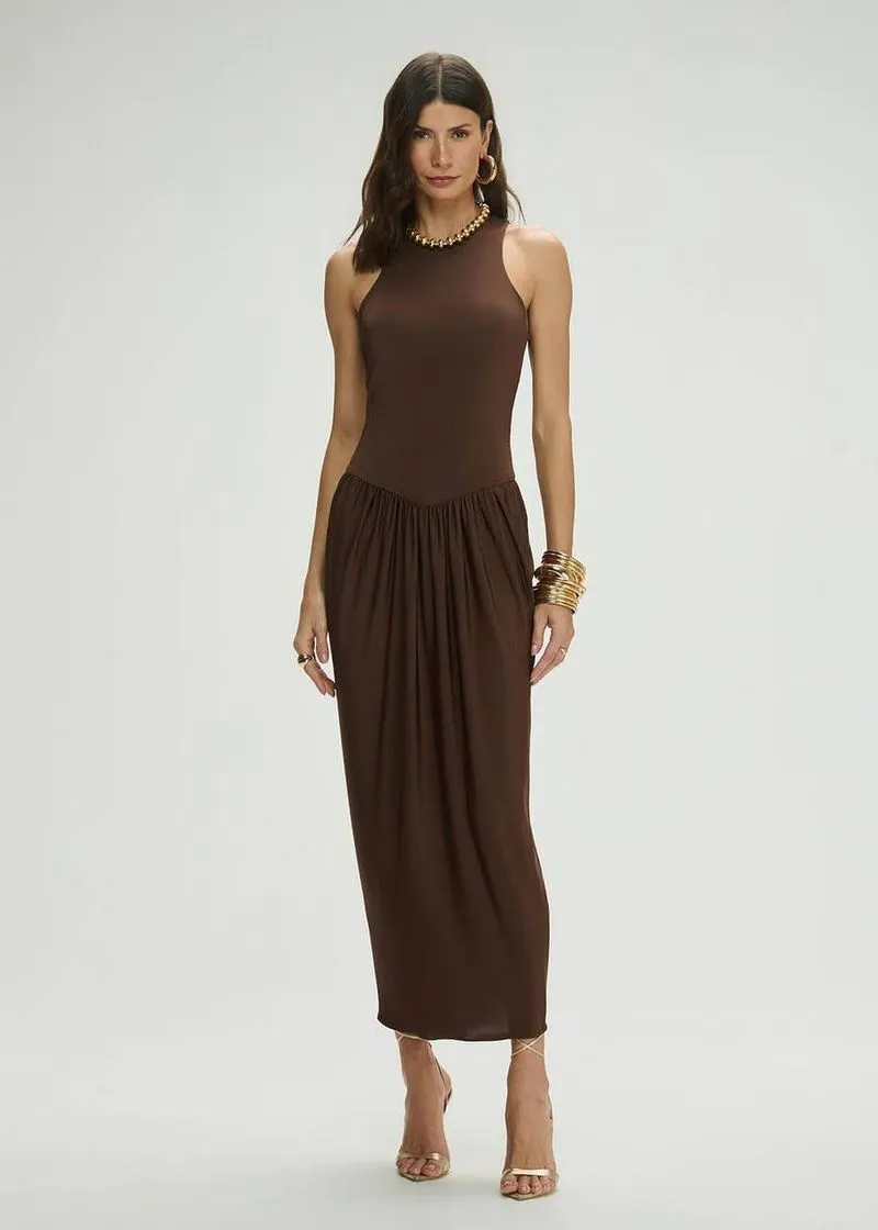 Vestido Maxi Midi Franzido Ballon