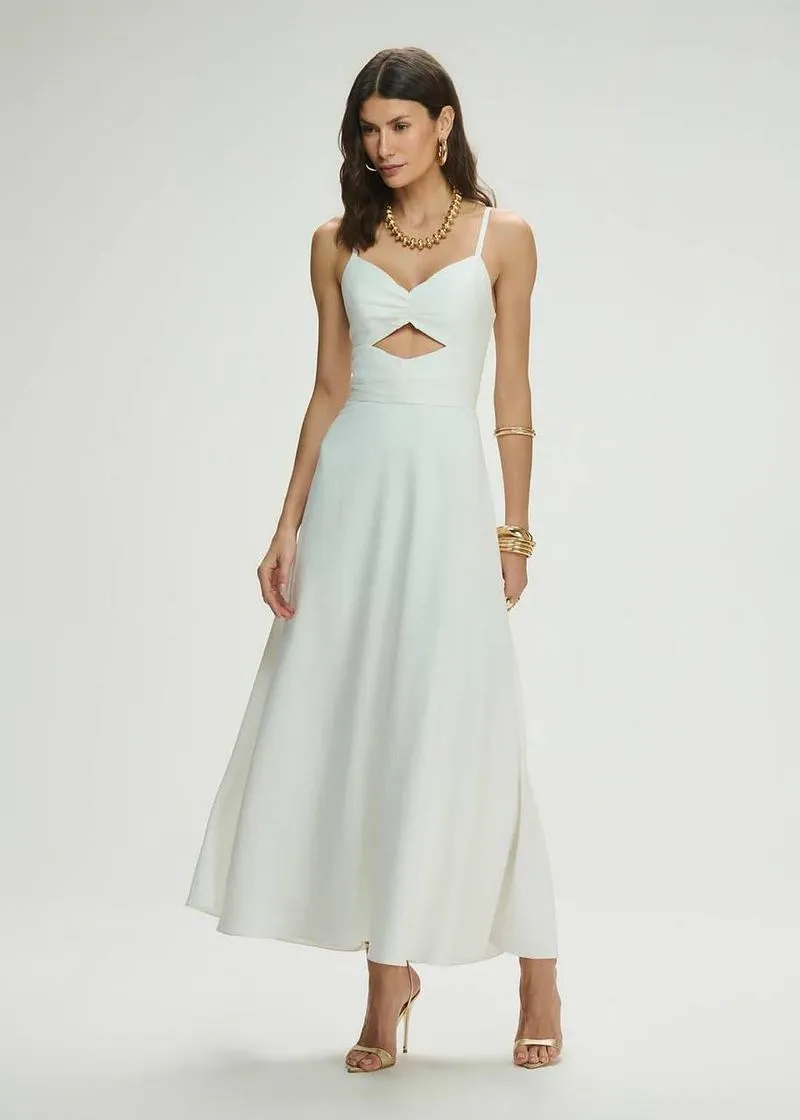 Vestido Maxi Midi Franzido Busto Em Alfaiataria - Imagem 2