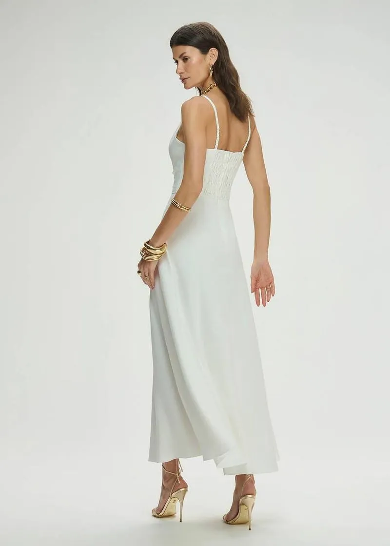 Vestido Maxi Midi Franzido Busto Em Alfaiataria - Imagem 4